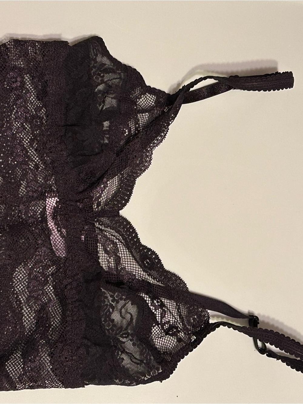 Lace Bralette with Scalloped Trim in Black